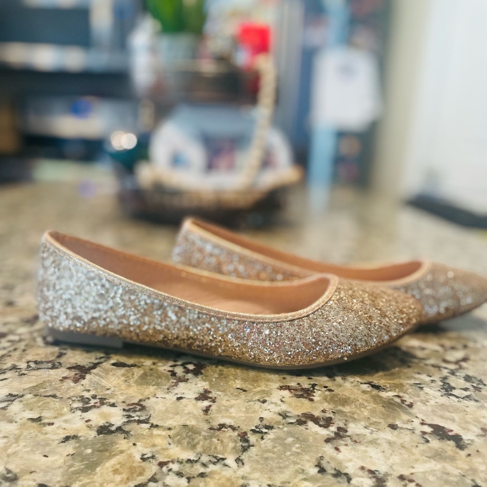 Gold sparkle ballet flats
